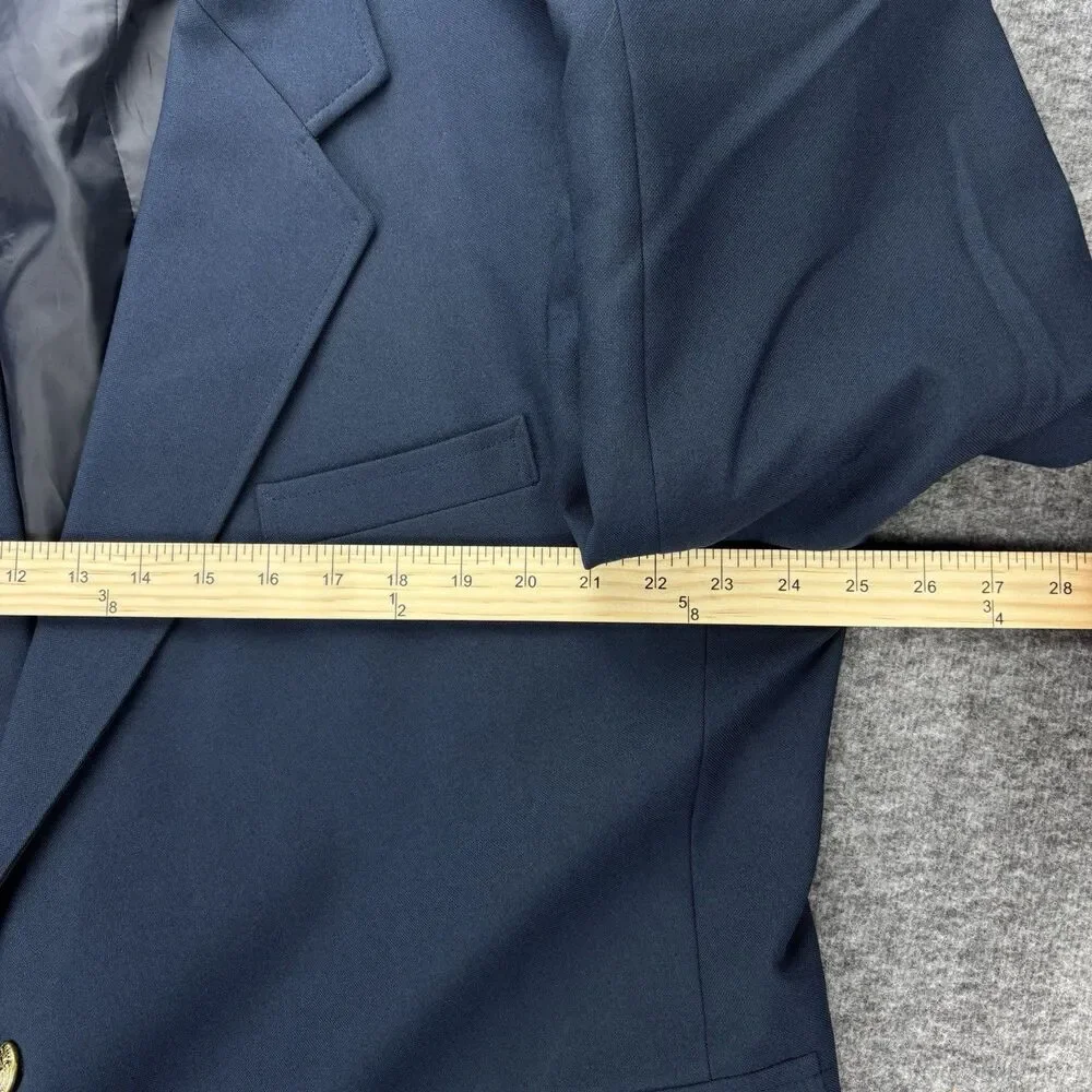 Edwards Men’s Blazer 50R Navy Blue Gold Buttons Made in USA Classic Sport Coat